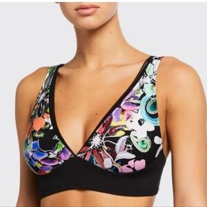 SHAN Triangle Orchid Abstract Print Bikini Top Watercolor Floral Size 6